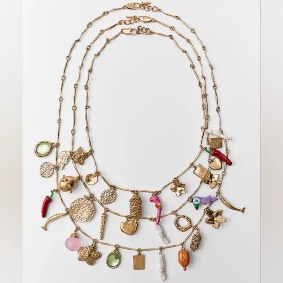 Zara Jewelry Nwt Zara 224 3pack Of Multicharm Necklaces Long